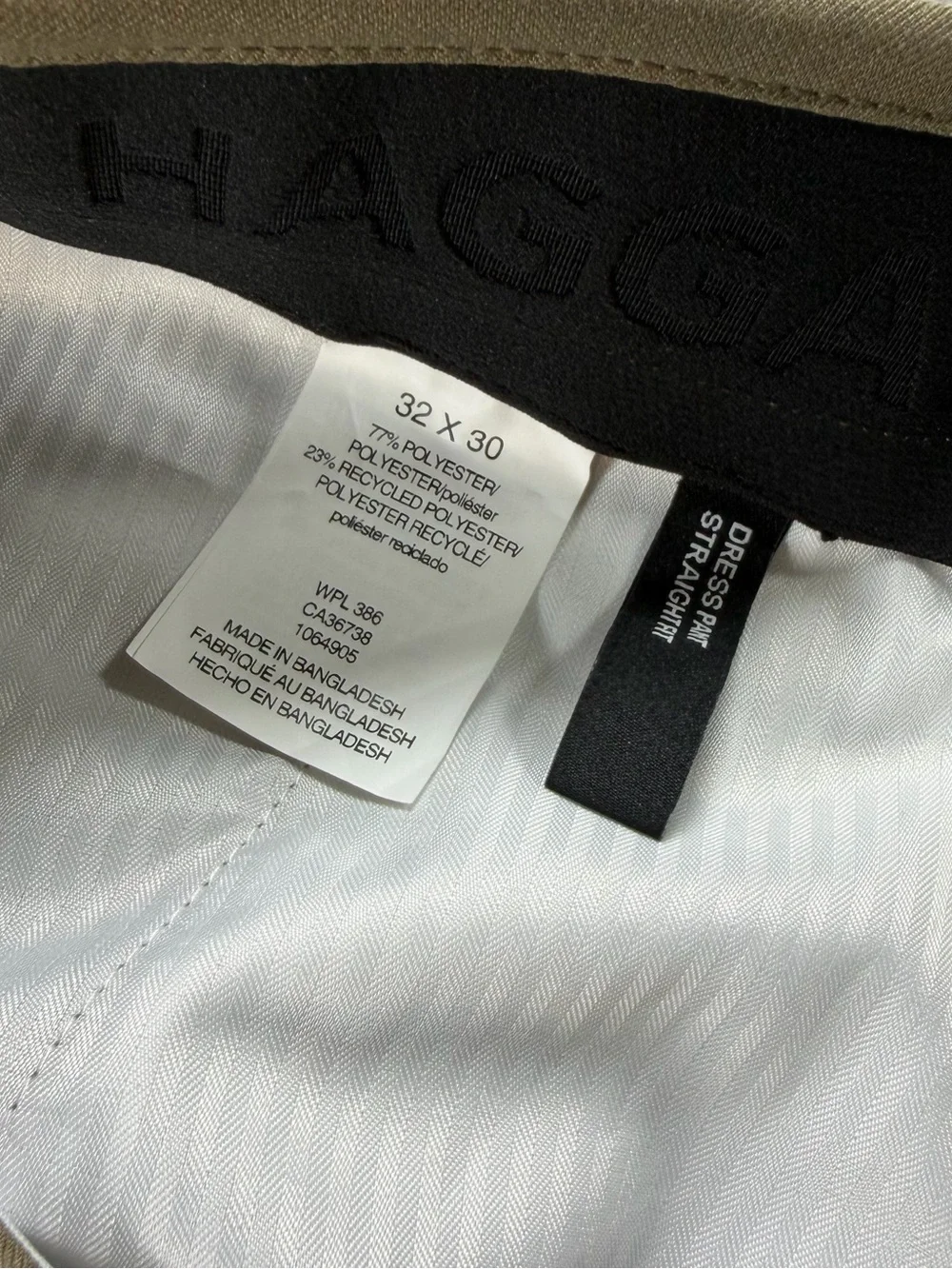 Haggar Dress Pants Mens‎ 32x30 Tan Straight Fit Super Flex Waistband Repreve